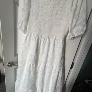 Elegant White Textured Dress